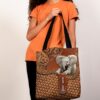 Leather Printed Elephant Personalized Tote Bag All-Over Tote