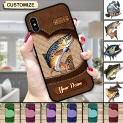 Personalized Fishing Lover Leather Pattern Multicolor Phone case Mockup Ads.jpg