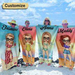 Chibi Lady Personalized Beach Towels for Adults Sand Free Beach, Gift for Vacation Must Haves MK.jpg